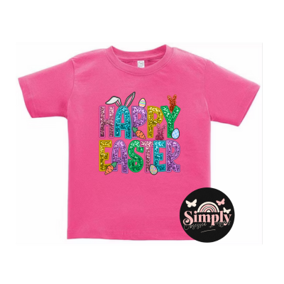 Happy Easter Faux Glitter Tee