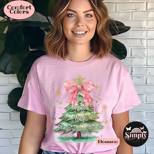 Joy Hope Love Peace Merry Christmas Tee 3 colors