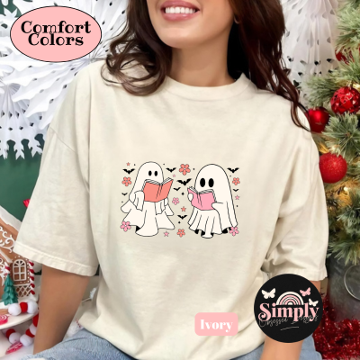 Ghosts Reading Tee - Unisex Sizing, Perfect for Halloween & Fall Season