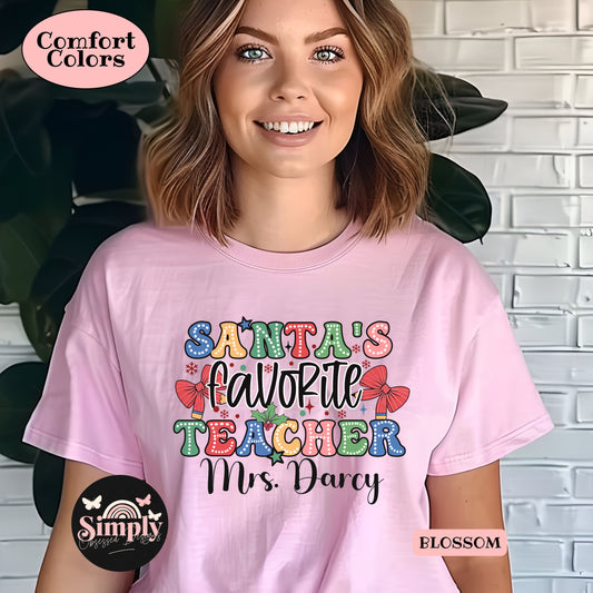 Santa's Favorite Teacher Tee Personalized