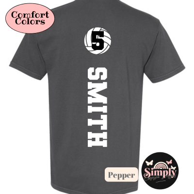 Custom Volleyball Mom T-Shirt - Personalized with Player's Name & Number, Comfort Colors Tees