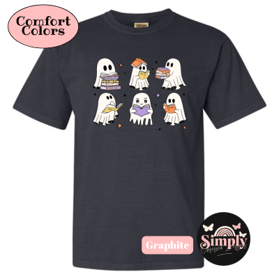 Ghosts Reading Books Tee - Unisex Sizing, Perfect for Halloween & Fall Season