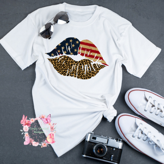 Patriotic Lips with Leopard