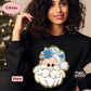 Blue Dots & flowers Santa Faux glitter Sweatshirt