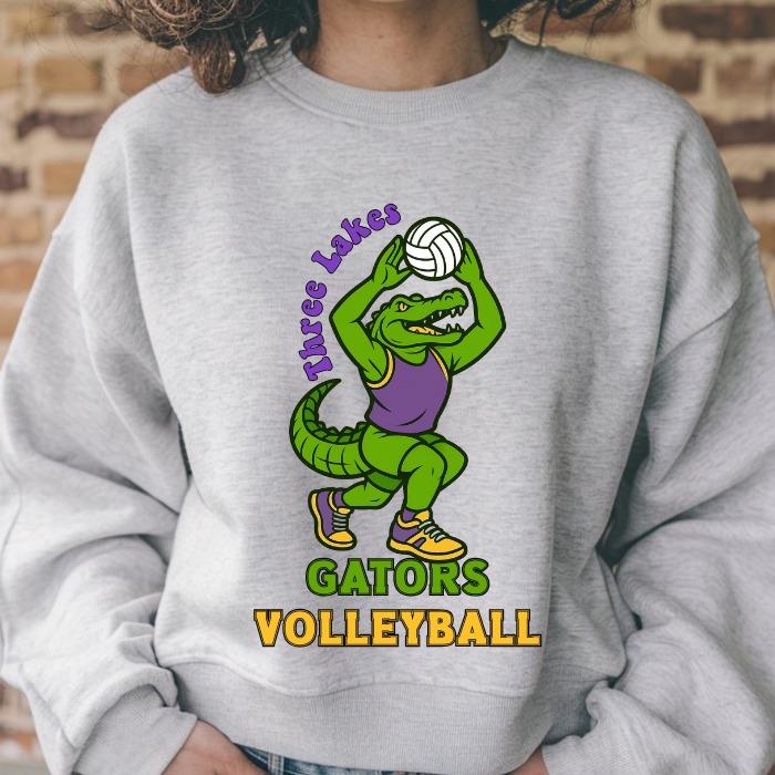 Three Lakes Gators Setting Alligator Volleyball Sweatshirt