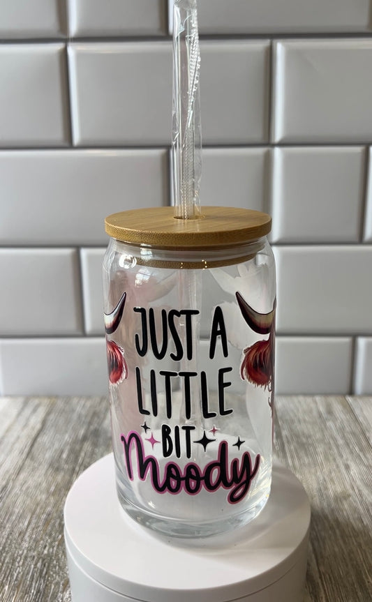 Predesigned Glass Cups with Lid & Straw