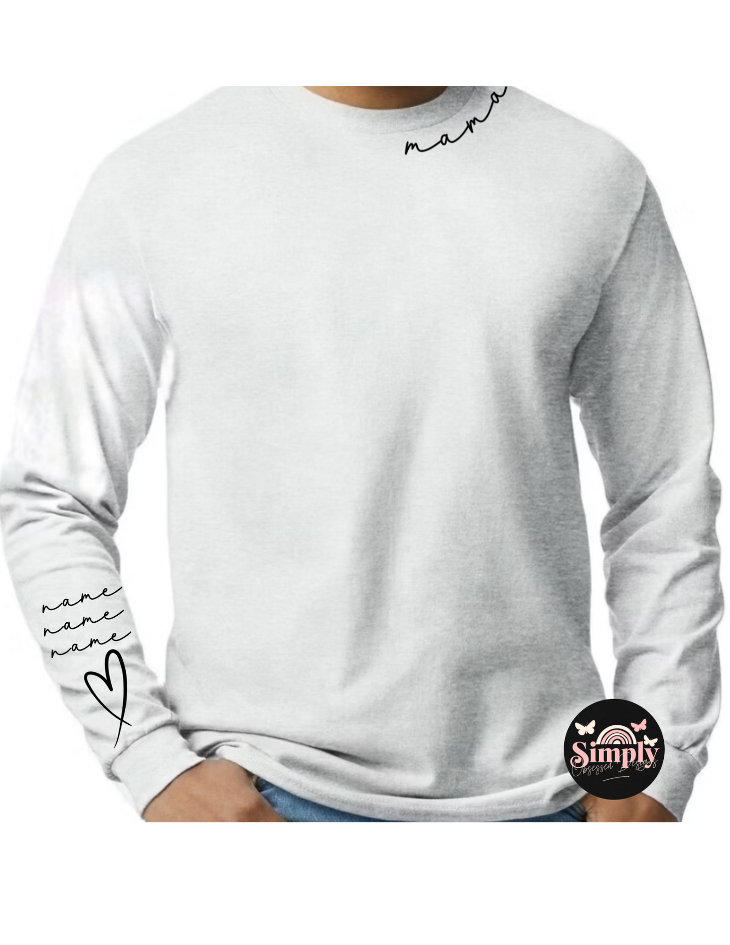 Mama wears her Heart on her sleeve long sleeve Tee