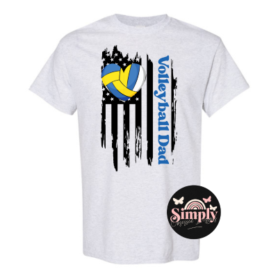 Volleyball Dad heart & Flag