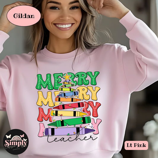 Merry Merry Merry Teacher Crayons Tree