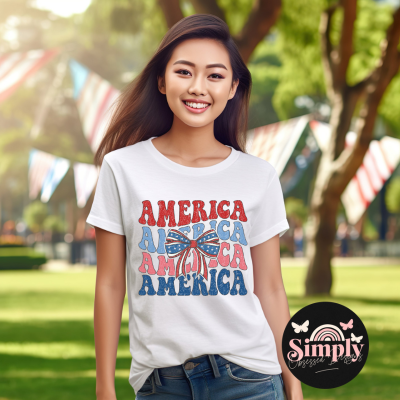 America Wavy with Bow