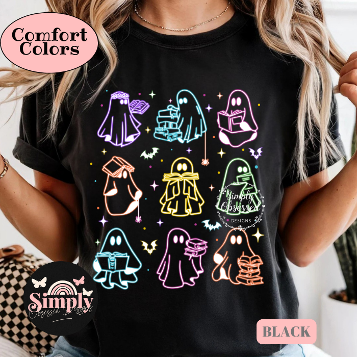 Neon Ghosts & books Tee