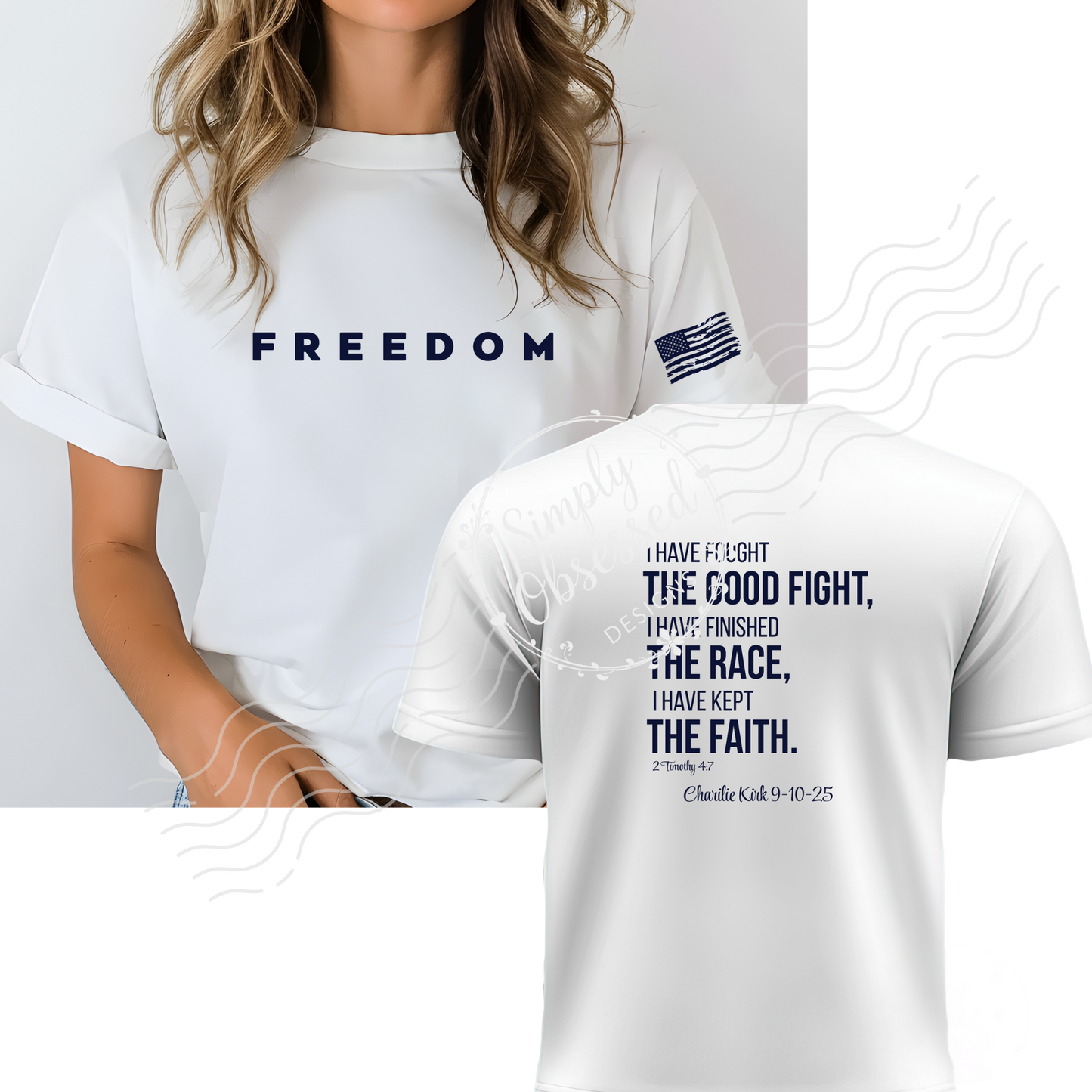 Freedom American Flag Tee with Back design