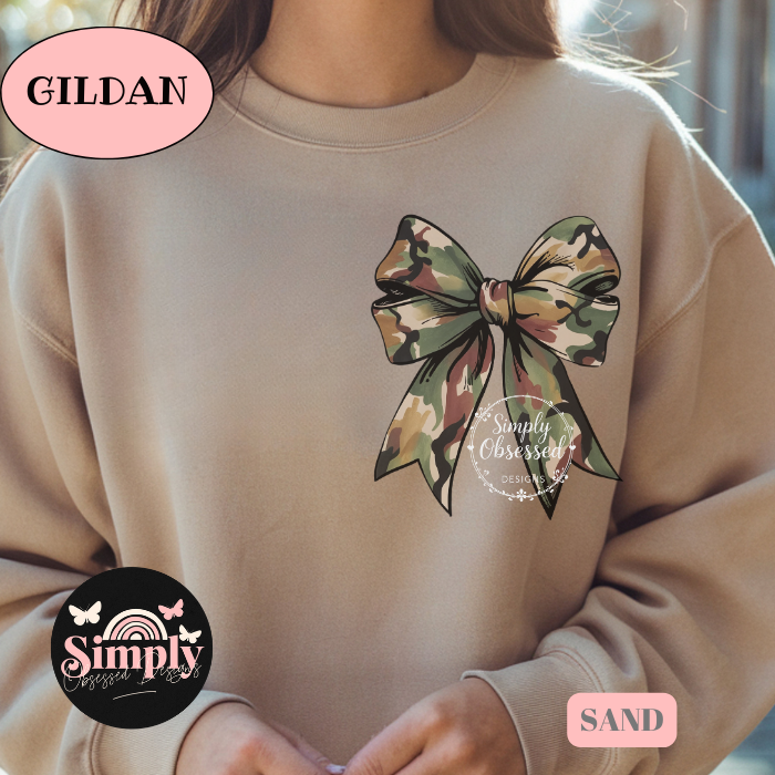 Camo Coquette Left Chest Design Sweatshirt